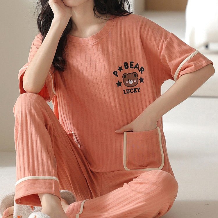Lucky Bear Pocket PJ Set – With Padded Chill Vibes - Zero Bra