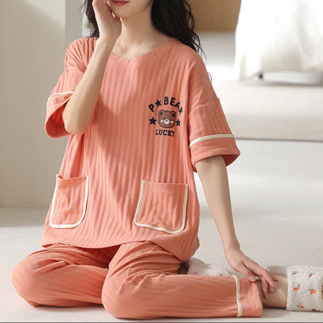 Lucky Bear Pocket PJ Set – With Padded Chill Vibes - Zero Bra