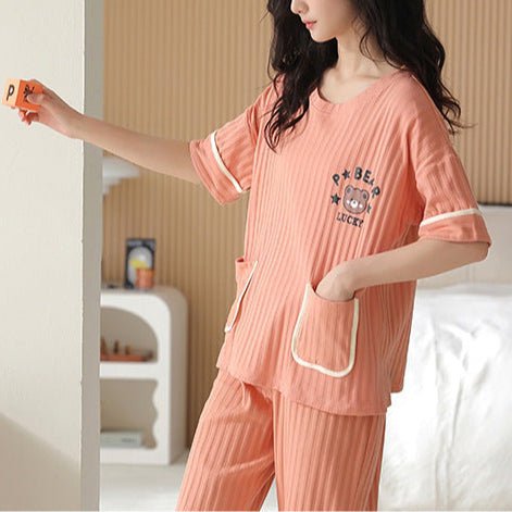 Lucky Bear Pocket PJ Set – With Padded Chill Vibes - Zero Bra