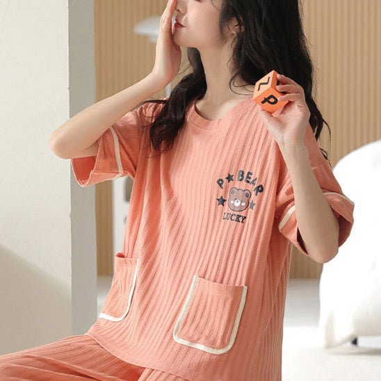 Lucky Bear Pocket PJ Set – With Padded Chill Vibes - Zero Bra