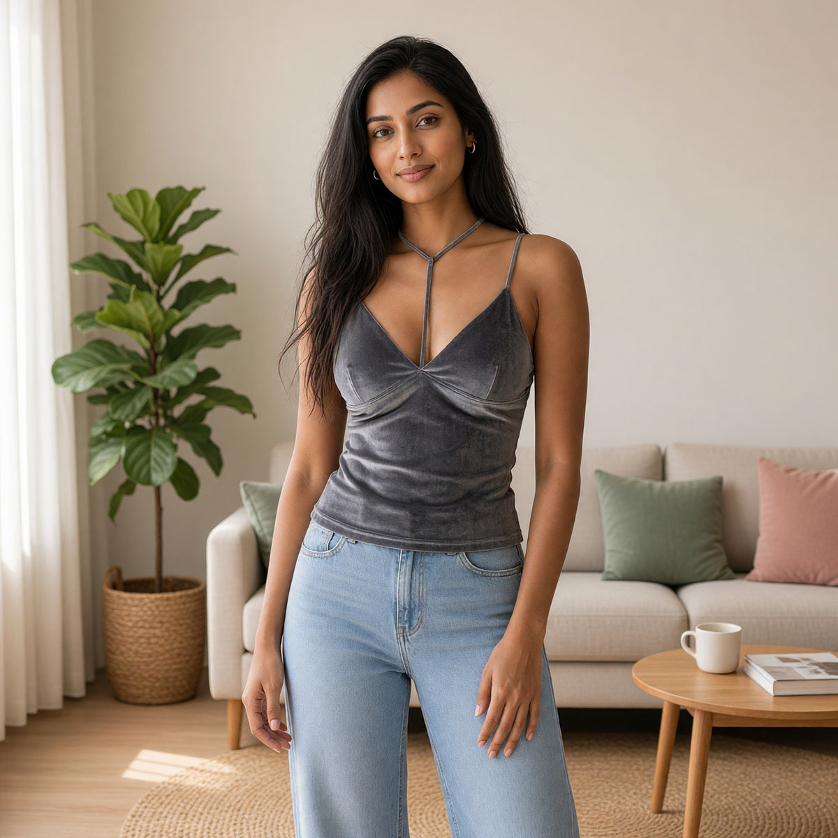 Luxe Velvet Built-in Bra Top