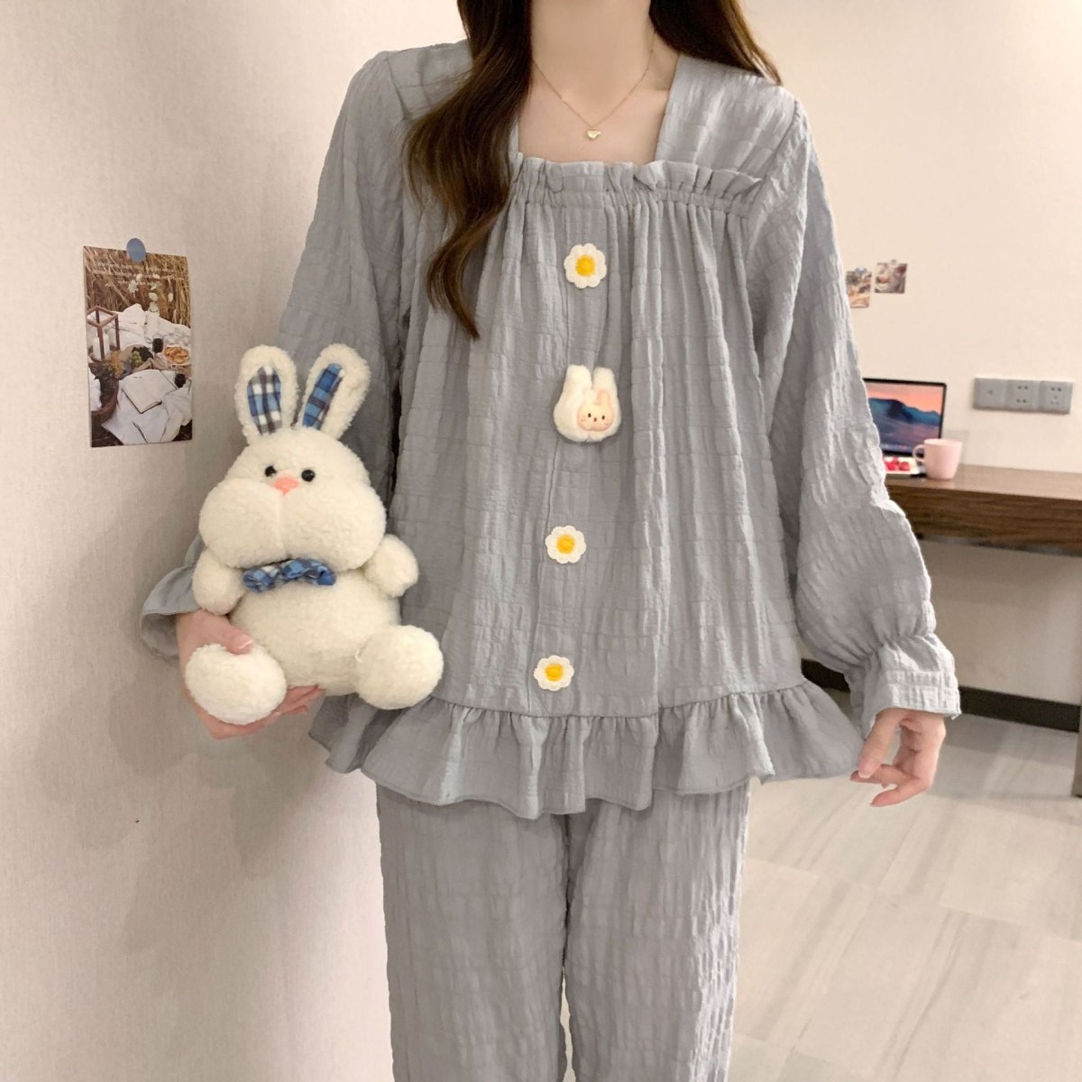 Marshmallow Bunny Built - In Bra PJ Set – Cream Puff Edition - Zero Bra