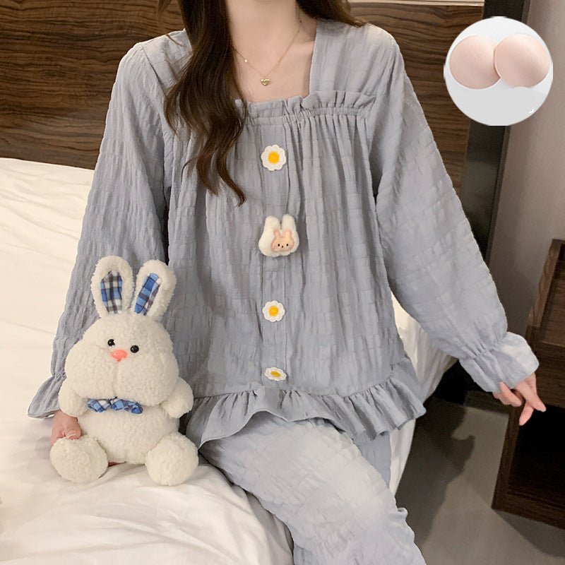 Marshmallow Bunny Built - In Bra PJ Set – Cream Puff Edition - Zero Bra