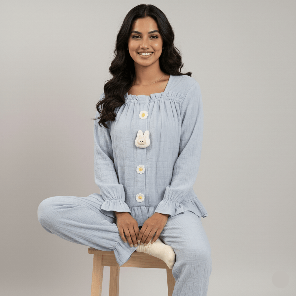 Marshmallow Bunny Padded PJ Set – Cream Puff Edition - Zero Bra