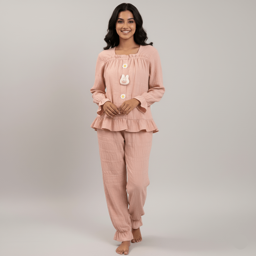 Marshmallow Bunny Padded PJ Set – Cream Puff Edition - Zero Bra