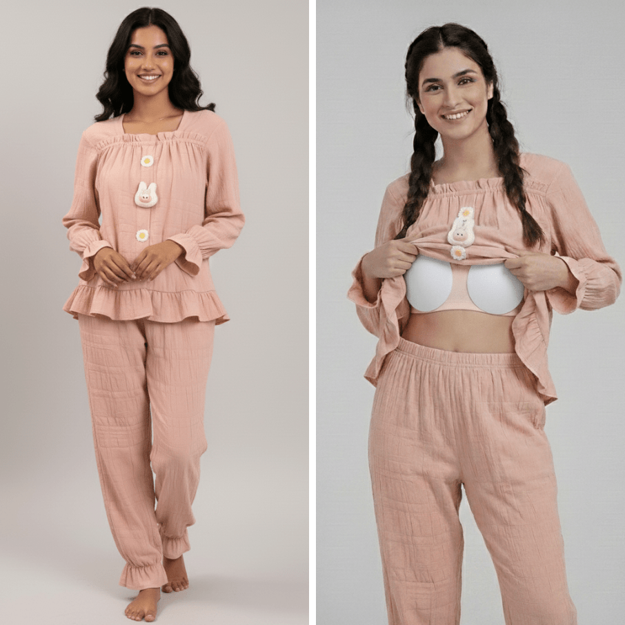 Marshmallow Bunny Padded PJ Set – Cream Puff Edition - Zero Bra