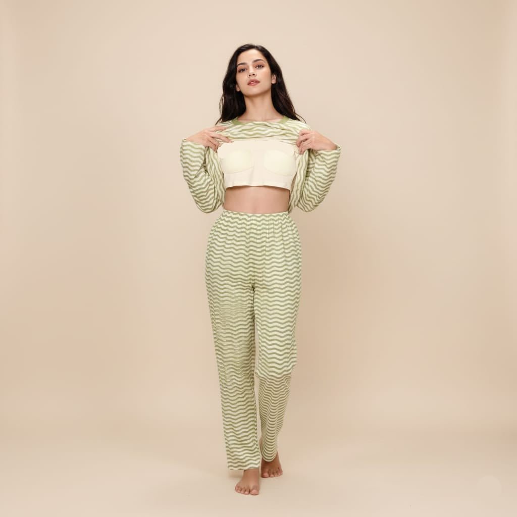 Matcha Vibes PJ Set – With Padded Bliss - Zero Bra