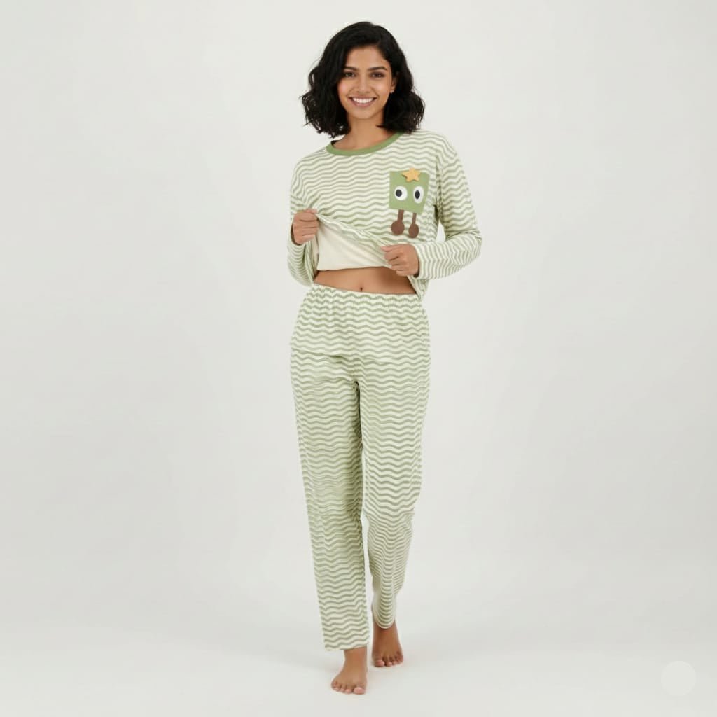 Matcha Vibes PJ Set – With Padded Bliss - Zero Bra