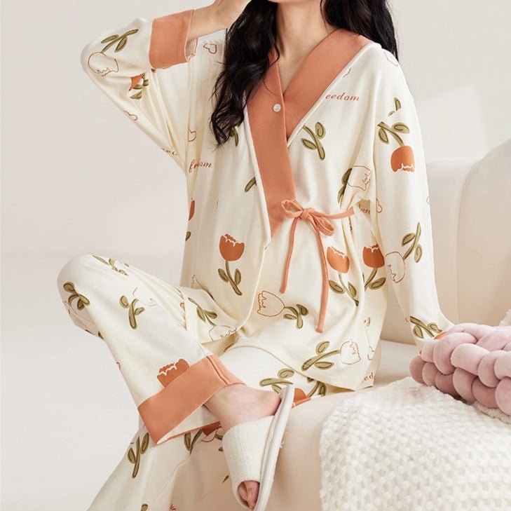 Maternity Tulip Dream Wrap PJ Set – With Padded Grace - Zero Bra