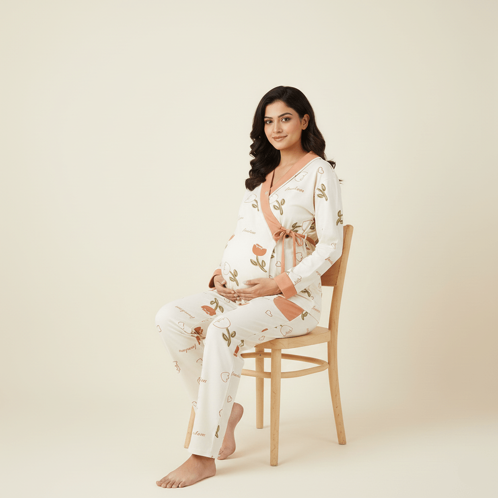 Maternity Tulip Dream Wrap PJ Set – With Padded Grace - Zero Bra