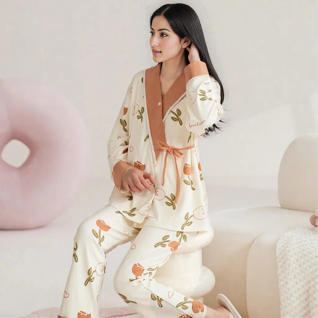 Maternity Tulip Dream Wrap PJ Set – With Padded Grace - Zero Bra