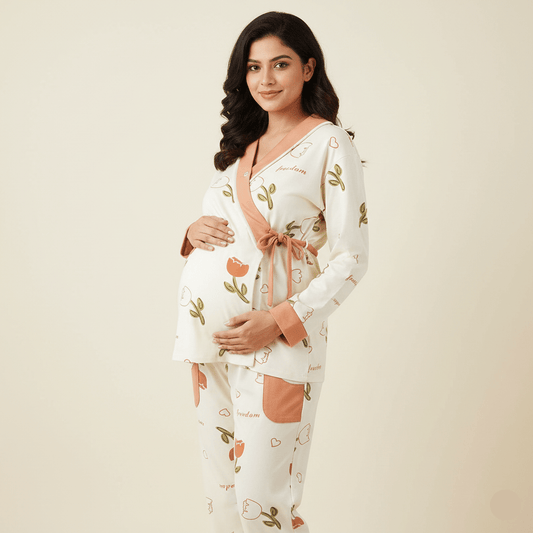 Maternity Tulip Dream Wrap PJ Set – With Padded Grace - Zero Bra