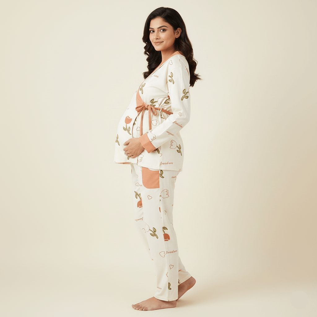 Maternity Tulip Dream Wrap PJ Set – With Padded Grace - Zero Bra