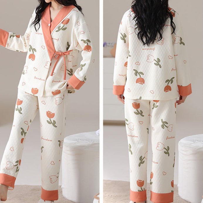 Maternity Tulip Dream Wrap PJ Set – With Padded Grace - Zero Bra