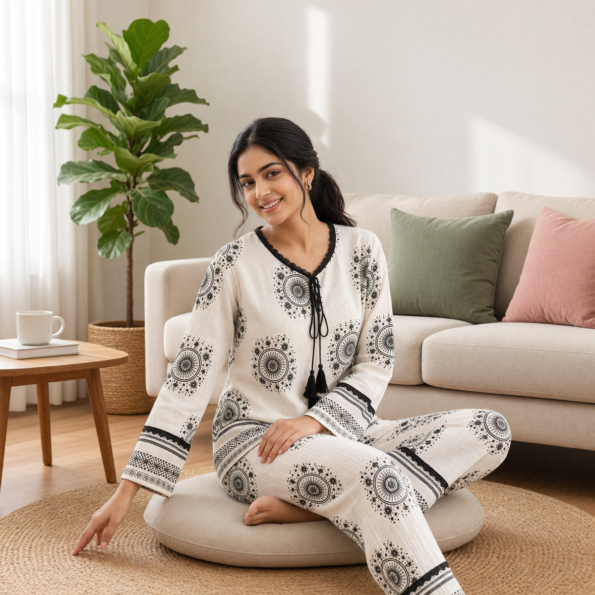 Midnight Boho Padded Night Suit