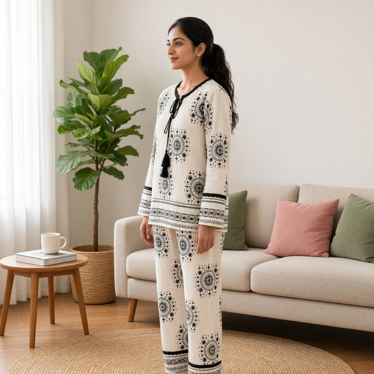 Midnight Boho Padded Night Suit