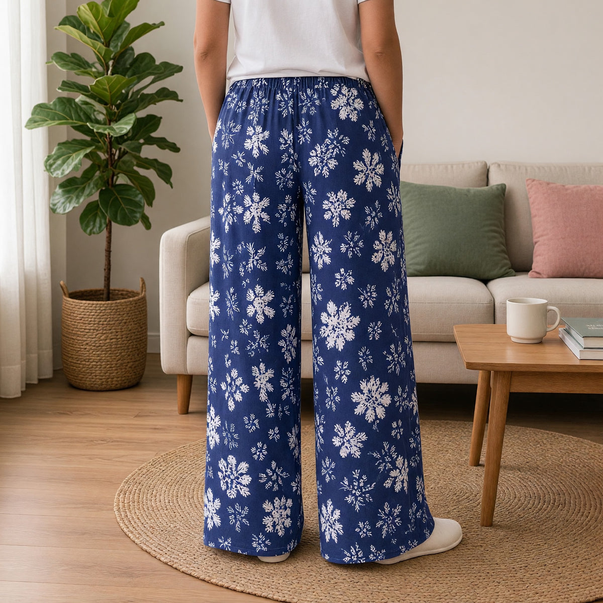 Midnight Floral Wide-Leg Lounge Pants