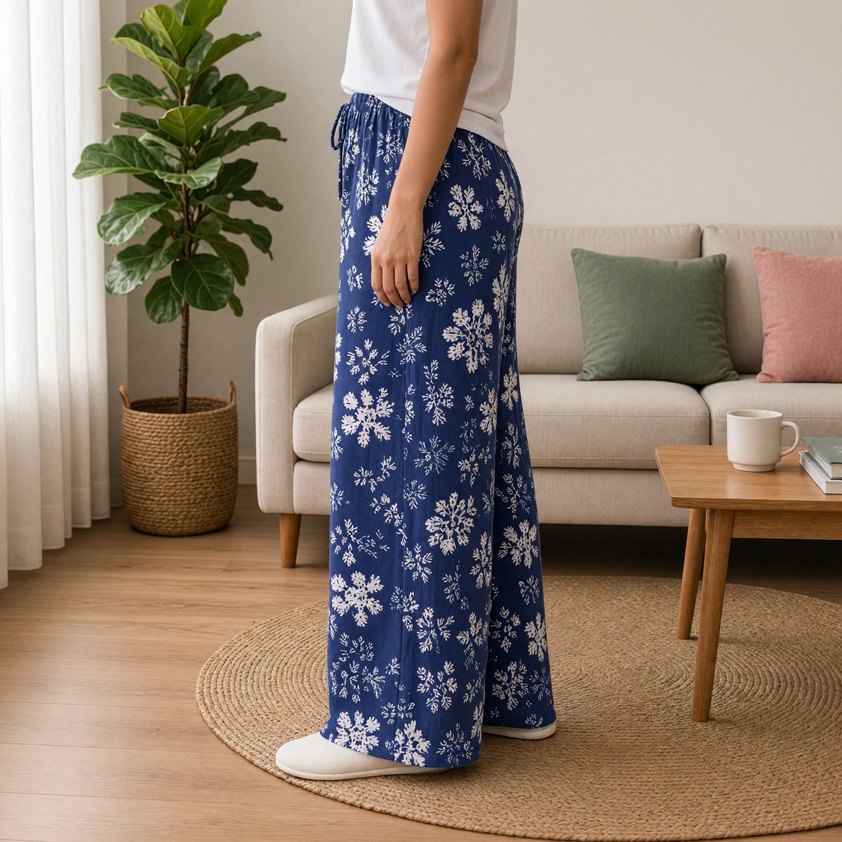 Midnight Floral Wide-Leg Lounge Pants