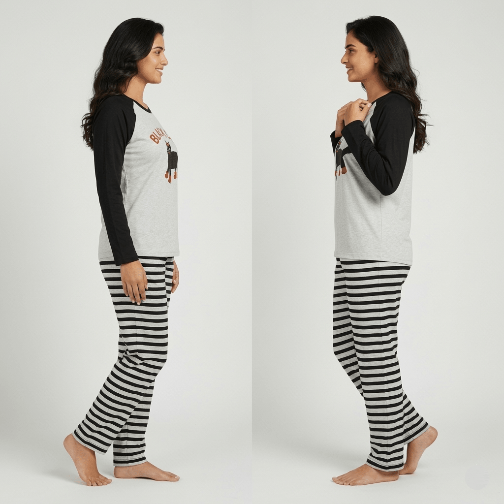 Midnight Meow Padded PJ Set – With Padded Comfort - Zero Bra
