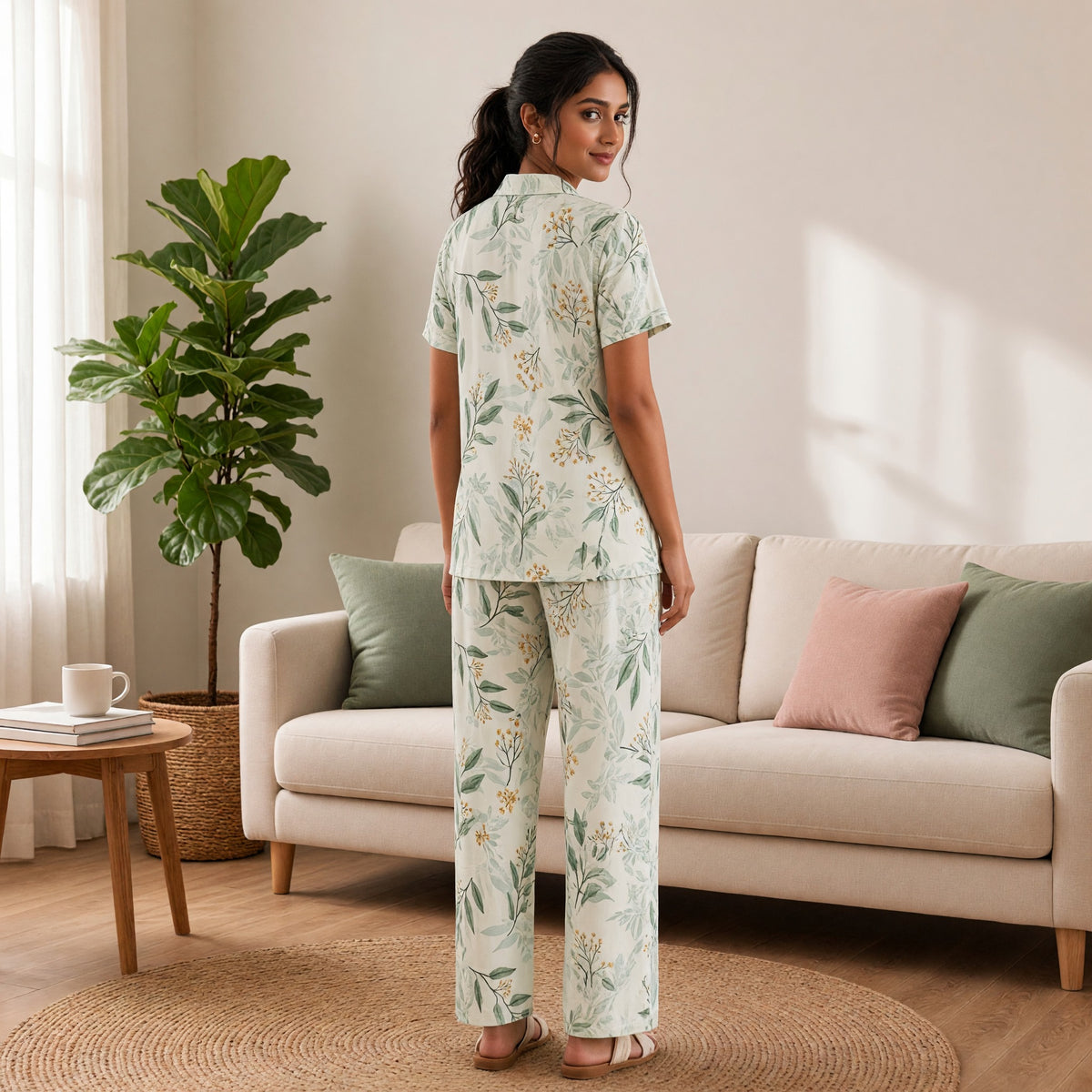 Mint Meadow Floral Padded PJ Set