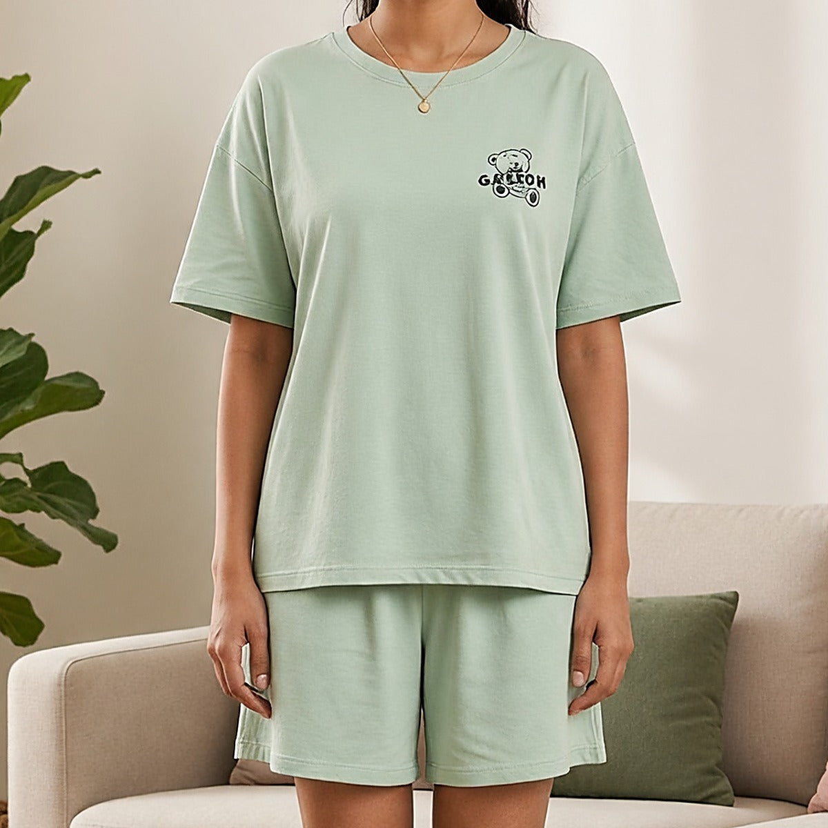 Mint Teddy Padded Sleep Tee
