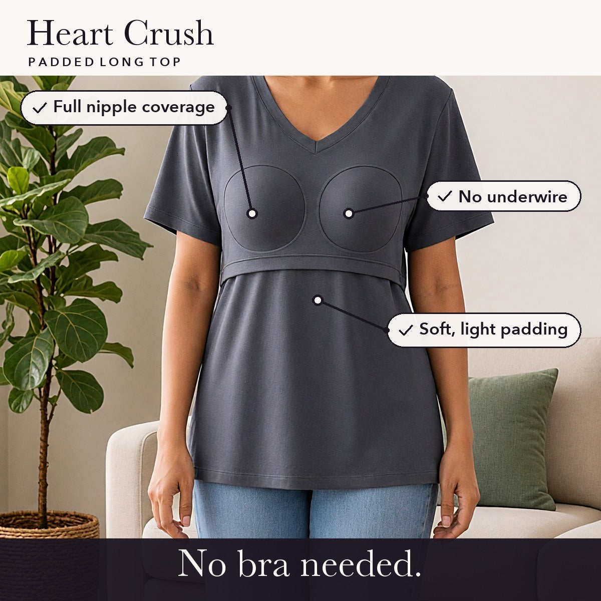 Modal Heart Crush Padded Long Top