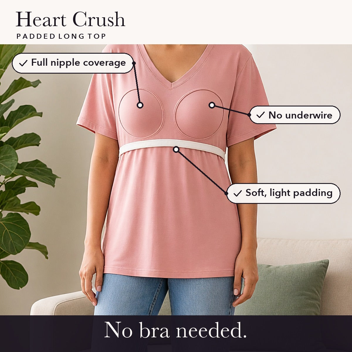 Modal Heart Crush Padded Long Top