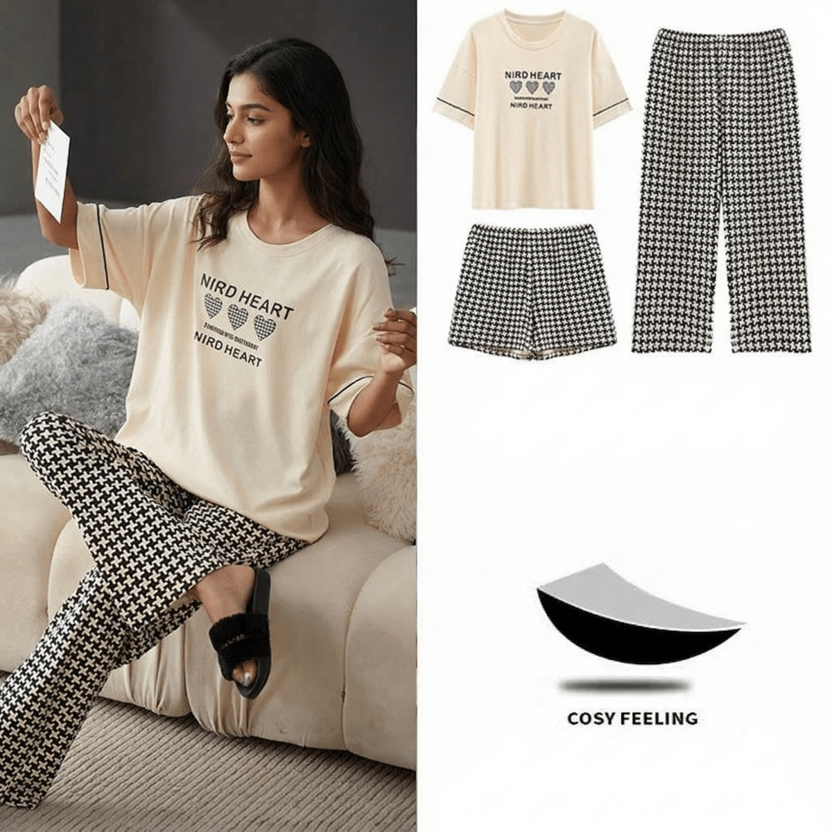 Nerd Heart PJ Set – With Padded Bliss (3 - Piece Set) - Zero Bra