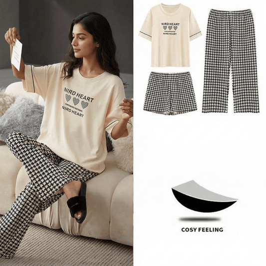 Nerd Heart PJ Set – With Padded Bliss (3 - Piece Set) - Zero Bra