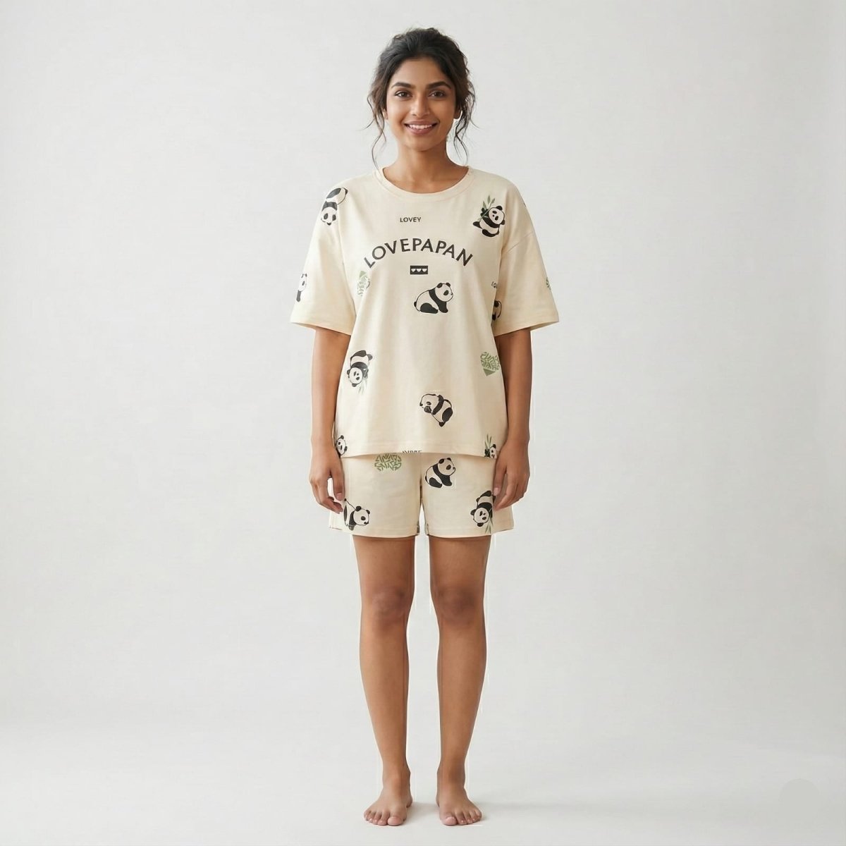 Panda Print Padded Pajama Set – Cute Meets Comfort - Zero Bra