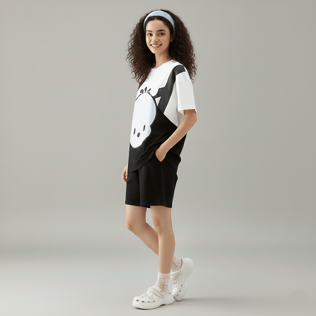 Panda Vibes PJ Set – Monochrome Mood Edition - Zero Bra