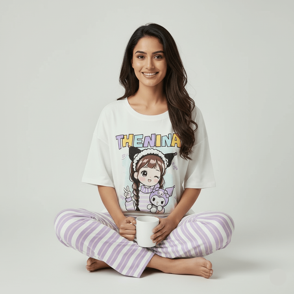 Pastel Dream Comic PJ Set – With Padded Sweet Ease - Zero Bra