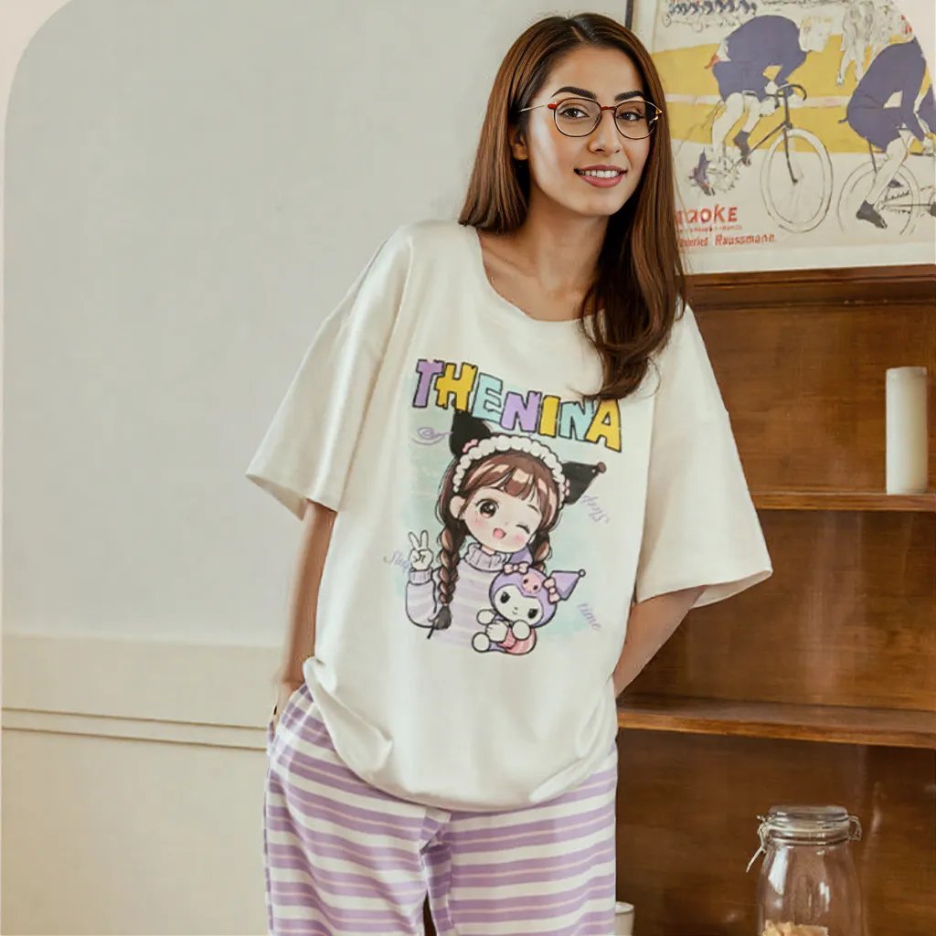 Pastel Dream Comic PJ Set – With Padded Sweet Ease - Zero Bra