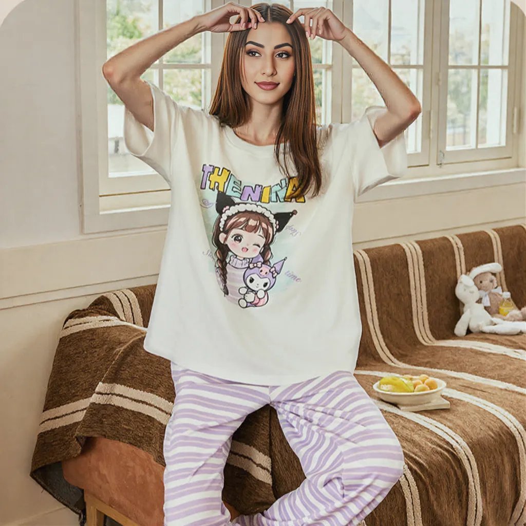 Pastel Dream Comic PJ Set – With Padded Sweet Ease - Zero Bra