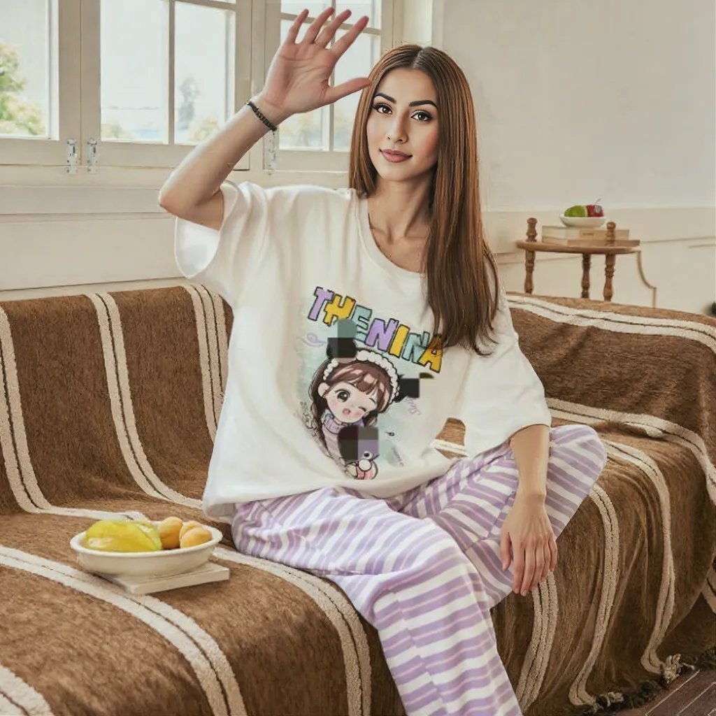 Pastel Dream Comic PJ Set – With Padded Sweet Ease - Zero Bra