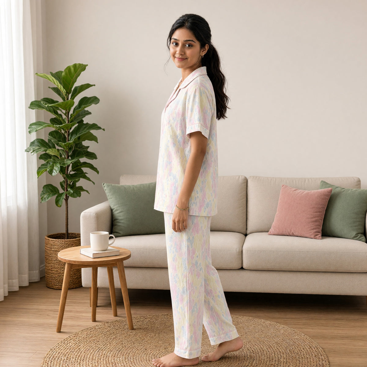 Pastel Dreamscape 3-Piece Padded Night Suit