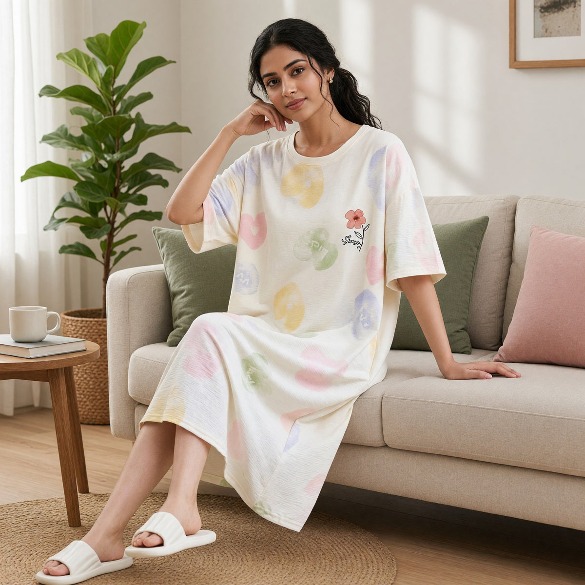 Pastel Petals Padded Nighty