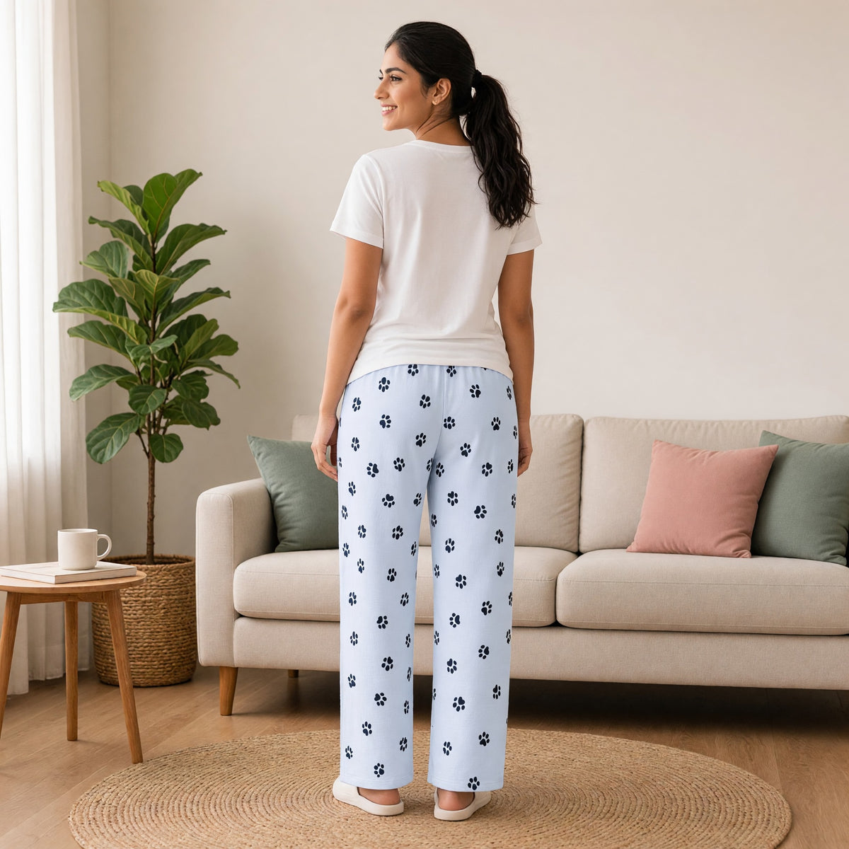Paw Print Wide-Leg Lounge Pants