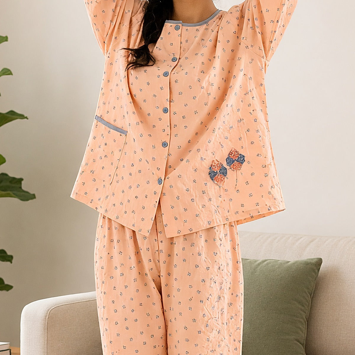 Peach Blossom Padded Night Suit