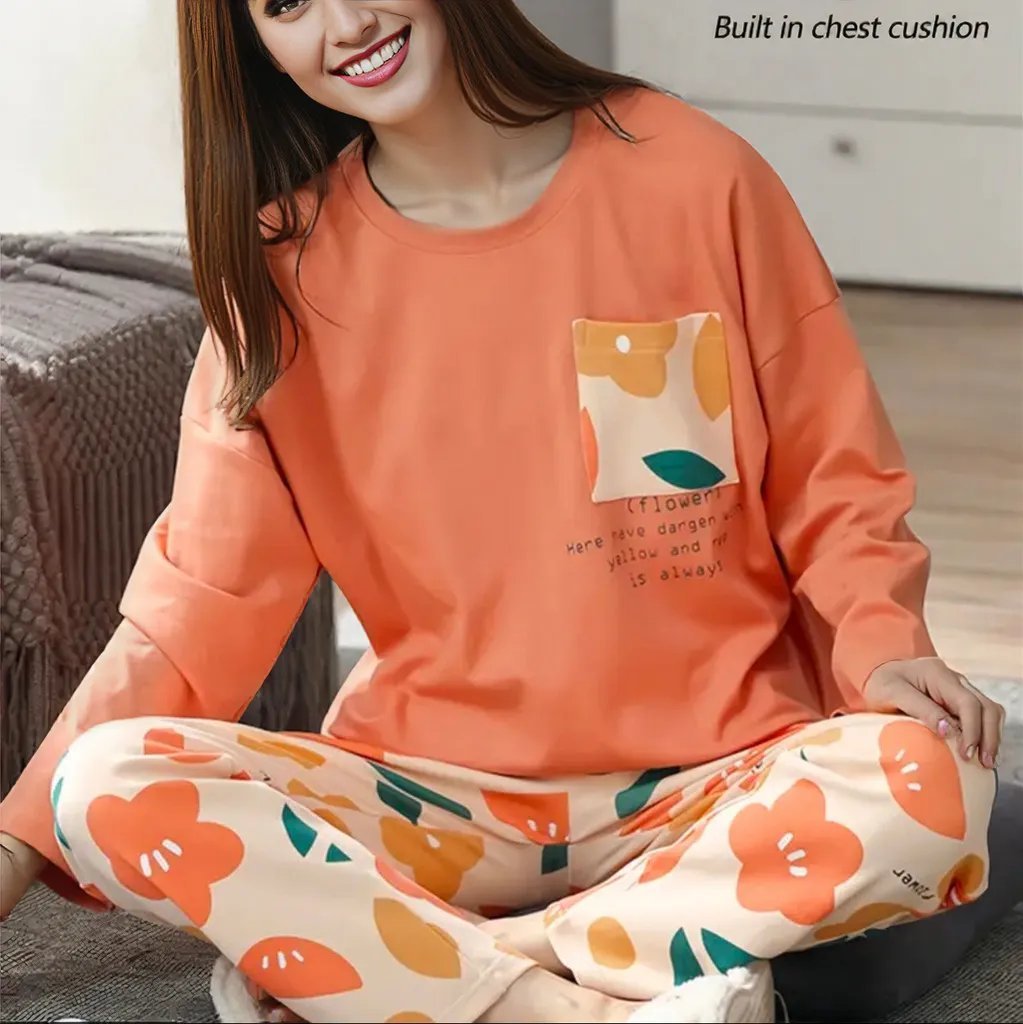 Peachy Blossom Sleepwear with Padded Support