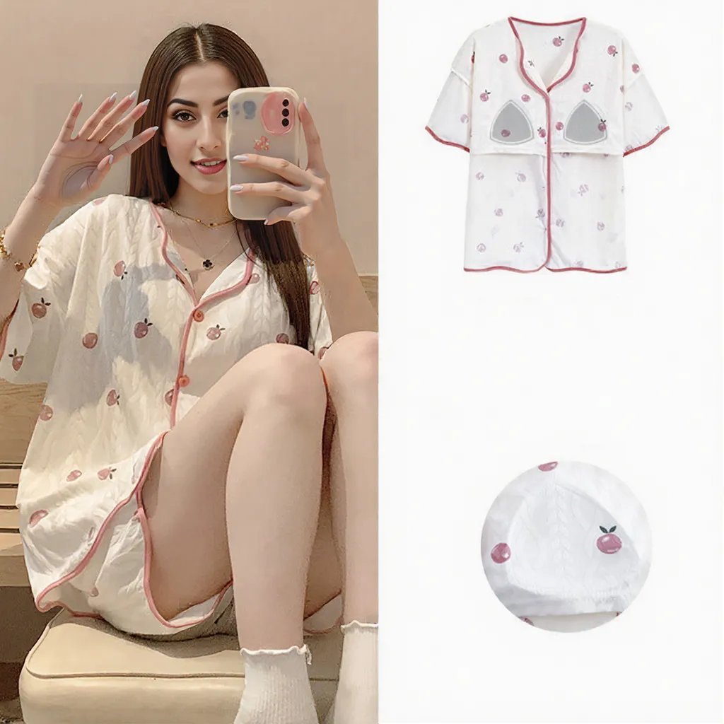 Peachy Comfy Pajama Set – Built - In Bra Included! - Zero Bra
