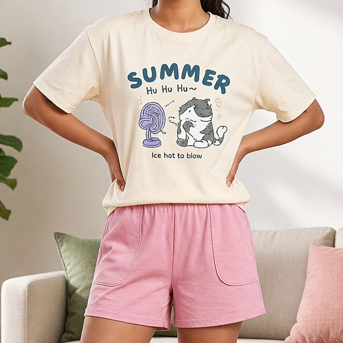 Peachy Summer Puff Padded Night Suit