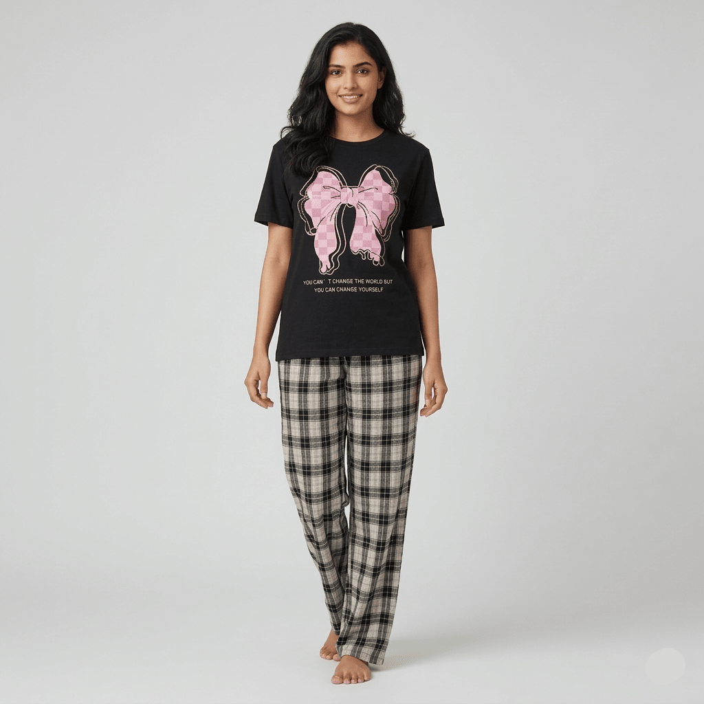 Pink Bow Muse PJ Set – With Padded Bliss - Zero Bra