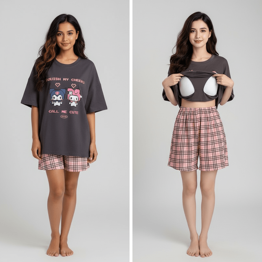 Pixel Cutie PJ Set – With Padded Charm - Zero Bra