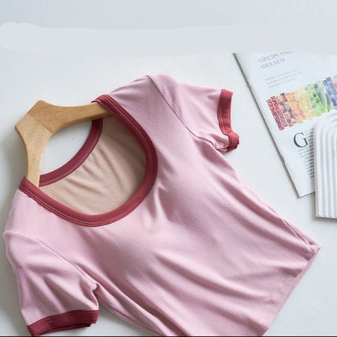 Playful Scoop Built - In Bra Tee – A Fresh Twist on a Classic! - Zero Bra