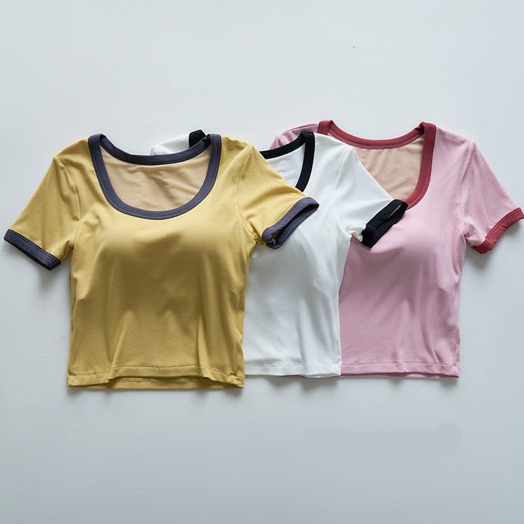 Playful Scoop Built - In Bra Tee – A Fresh Twist on a Classic! - Zero Bra