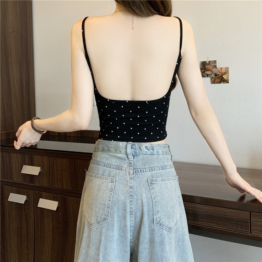 Polka Dot Built - In Bra Cami Tops – Effortlessly Chic - Zero Bra