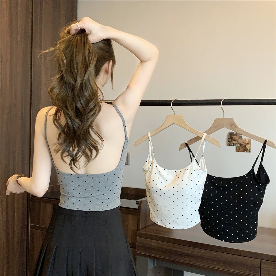 Polka Dot Built - In Bra Cami Tops – Effortlessly Chic - Zero Bra