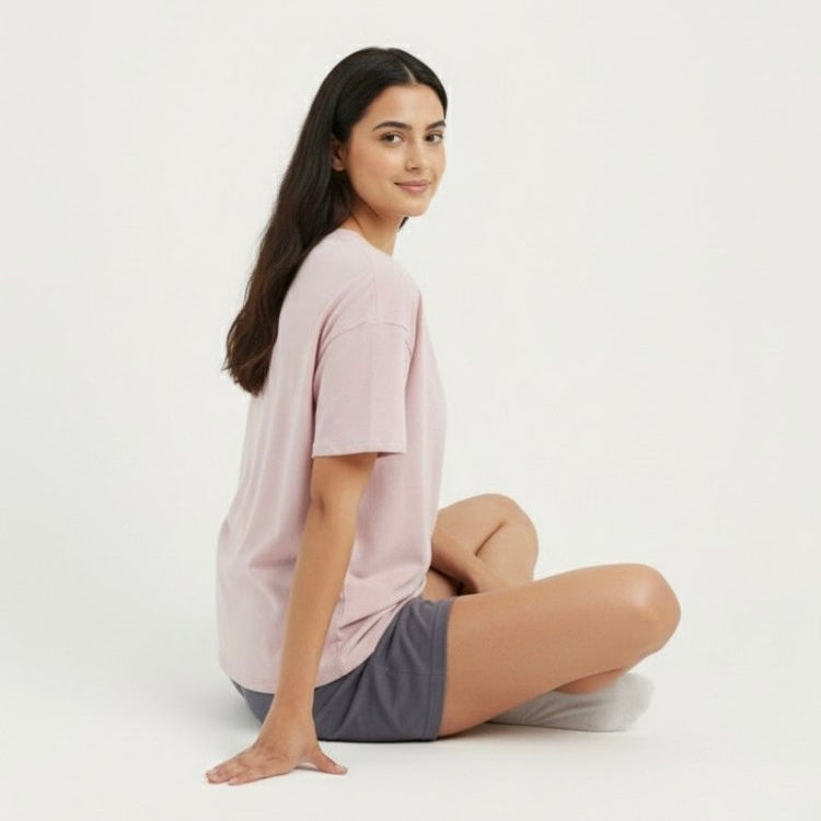 Premium Modal Blush Babe Padded Lounge Set - Zero Bra