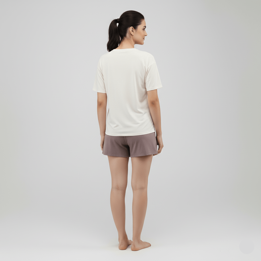 Premium Modal Cream Mocha Padded Lounge Set - Zero Bra